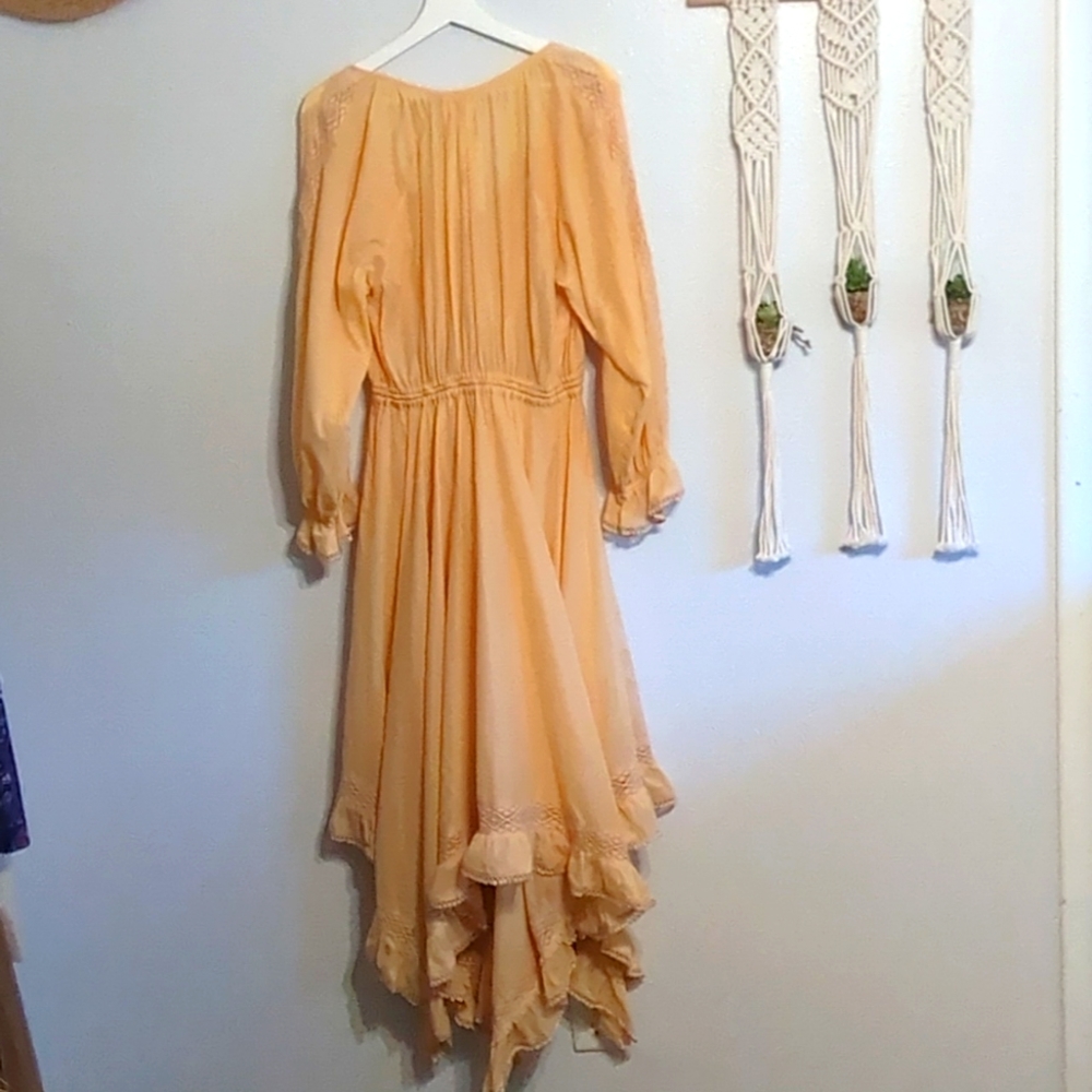 Spell And The Gypsy Sample Handkerchief Asymmetric Ruffle Hem Midi Dress NWT S - Picture 3 of 16